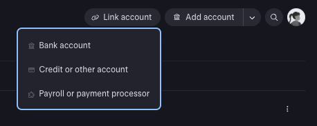 Link and Add account modal 